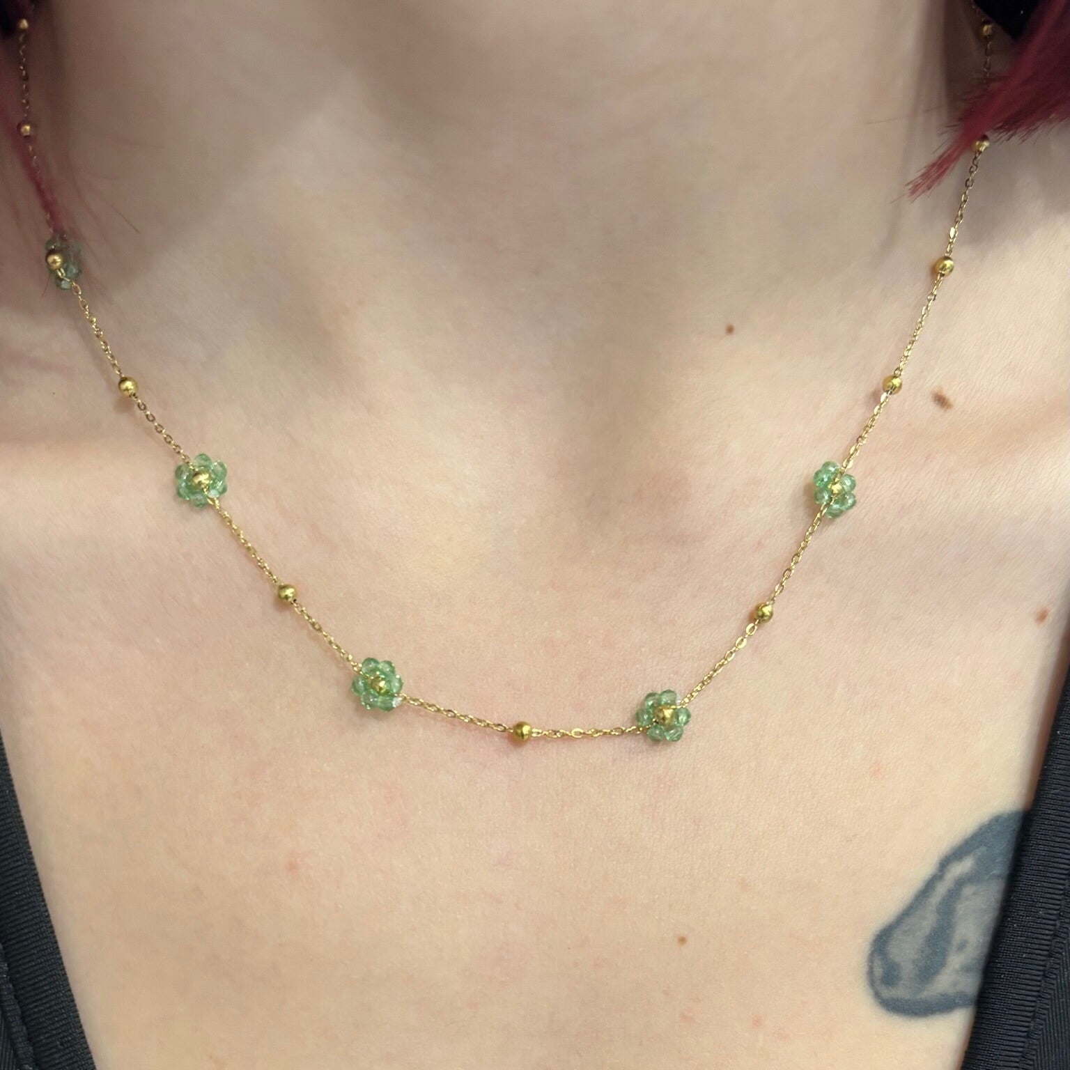 Collier Fleur vert