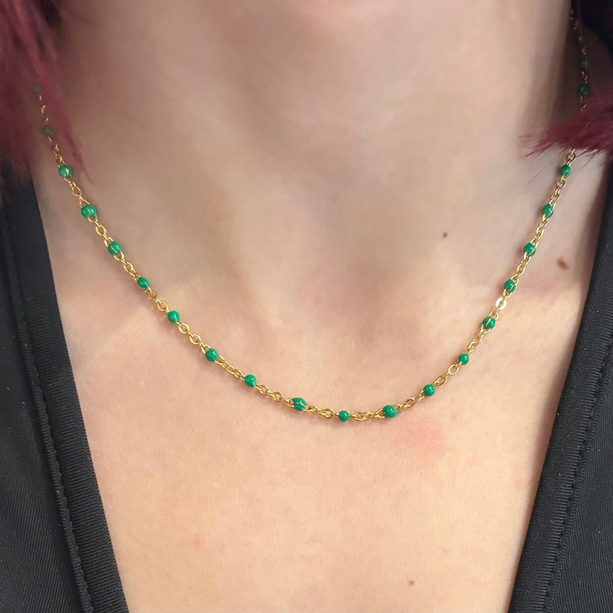 Collier Couleur doré et vert