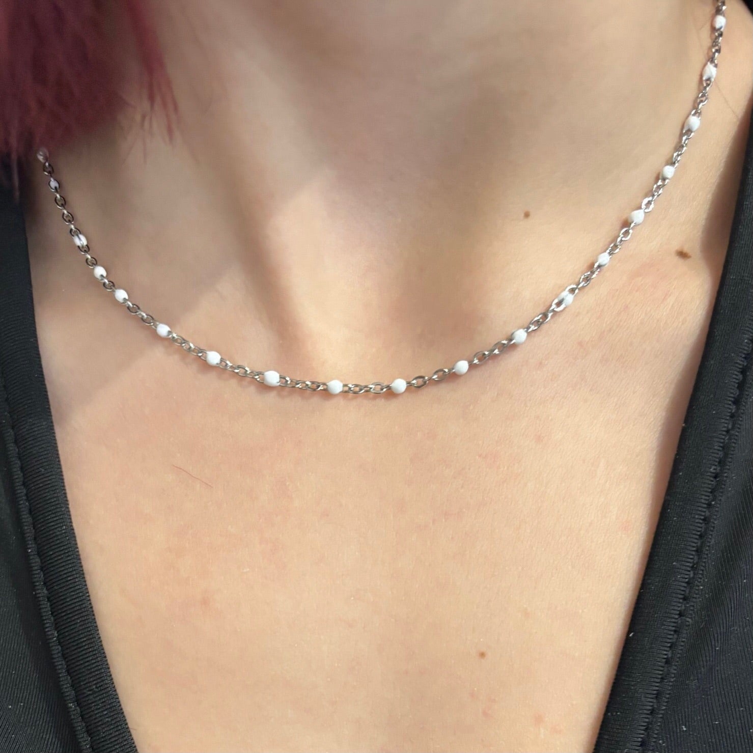 Collier Couleur arg et blanc